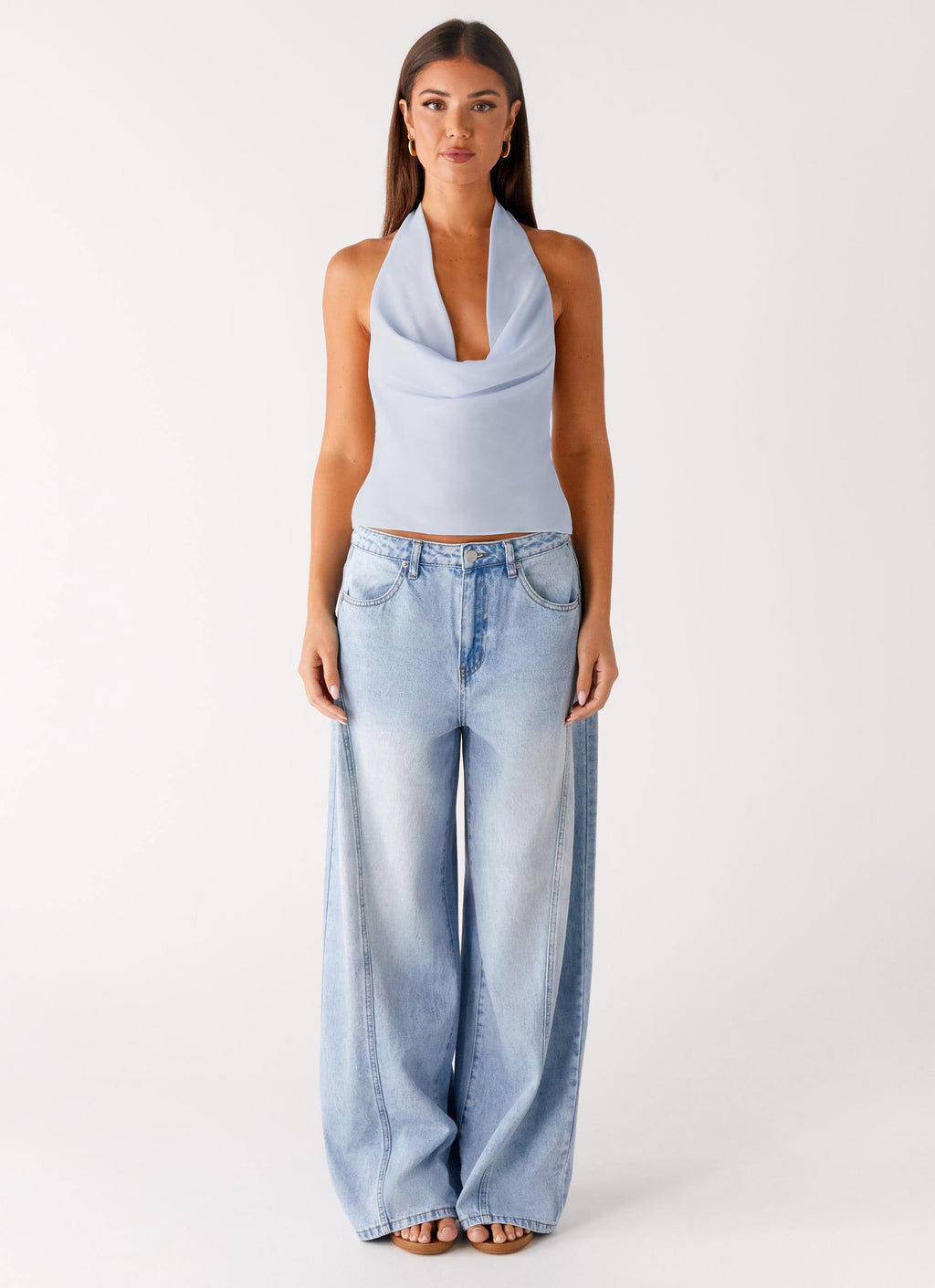 Charli Cowl Top - Blue