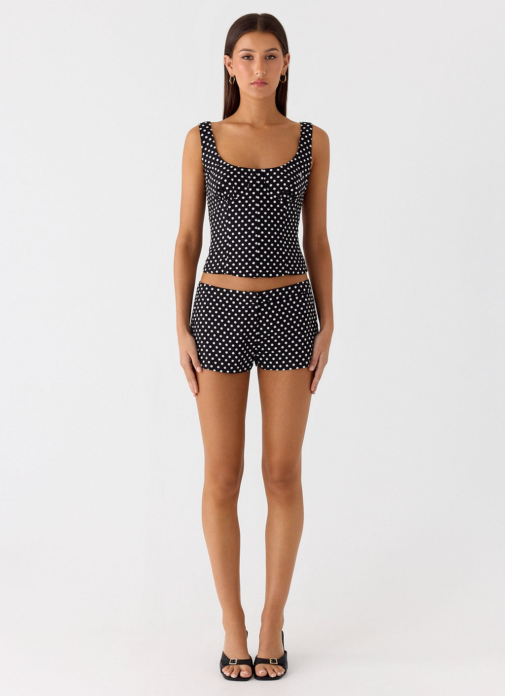 Coastline Bustier Top - Black Polkadot