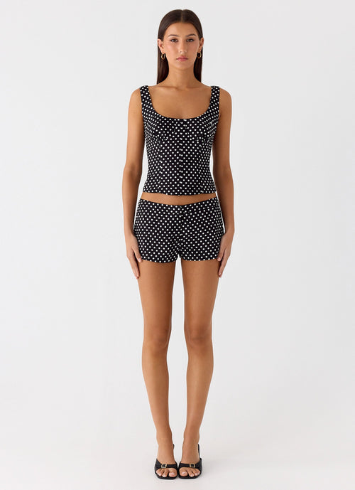 Coastline Bustier Top - Black Polkadot