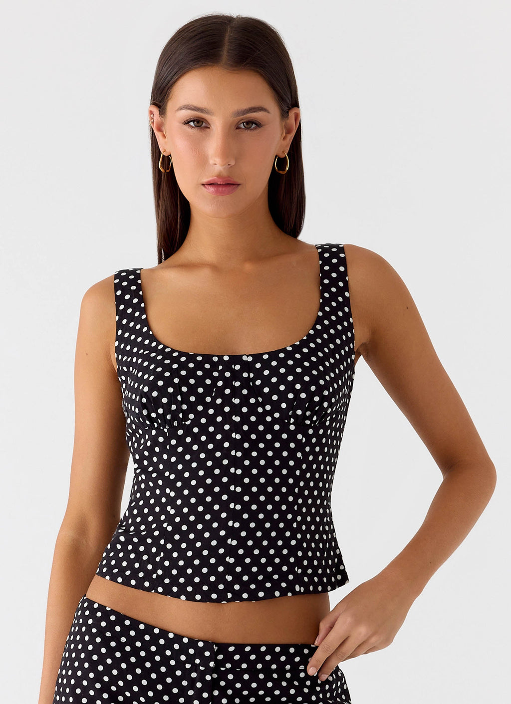 Coastline Bustier Top - Black Polkadot
