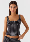 Coastline Bustier Top - Black Polkadot