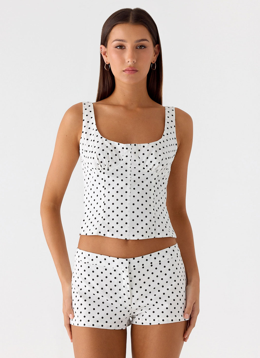 Coastline Bustier Top - White Polka Dot
