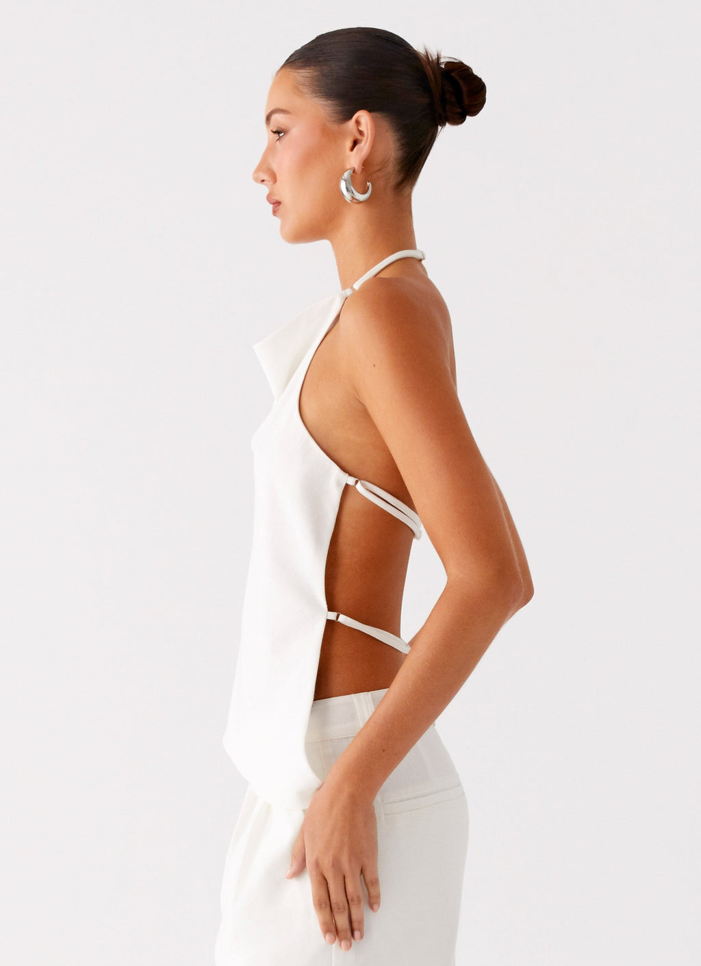 Delong Backless Linen Top - White