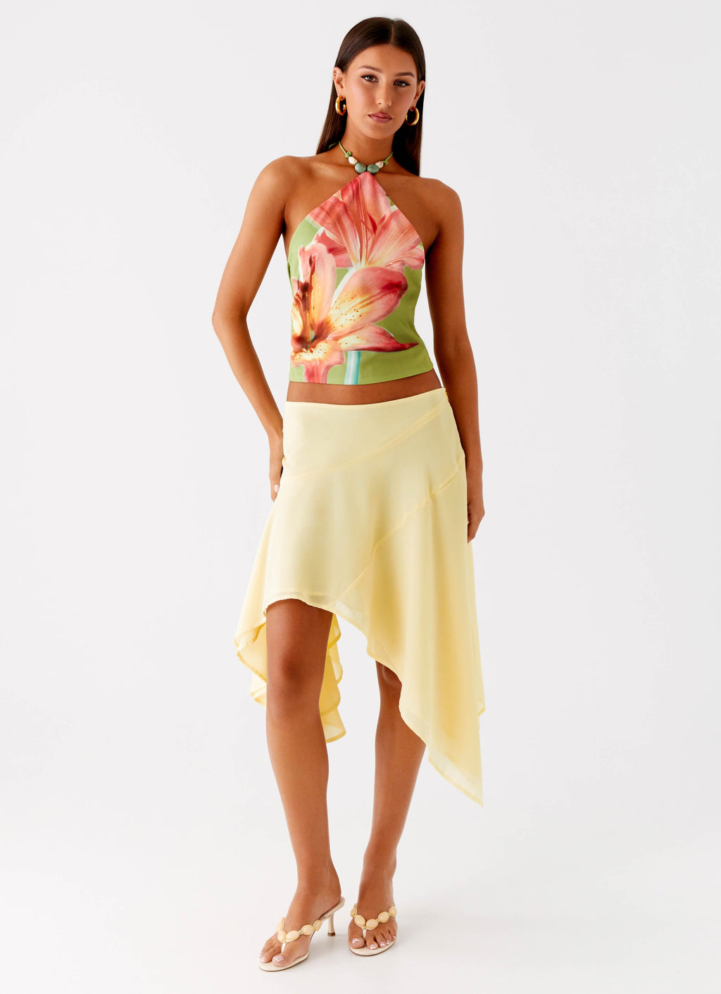 Loreta Beaded Tie Back Top - Jungle Floral