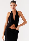 Michaella Chiffon Twist Top - Black