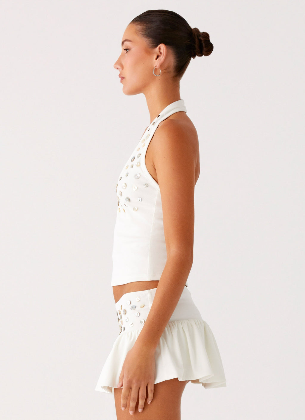 Vegas Nights Halter Neck Top - White